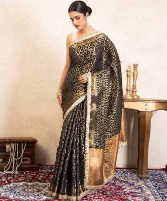 Black handloom pure silk saree 2