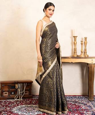 Black handloom pure silk saree 3