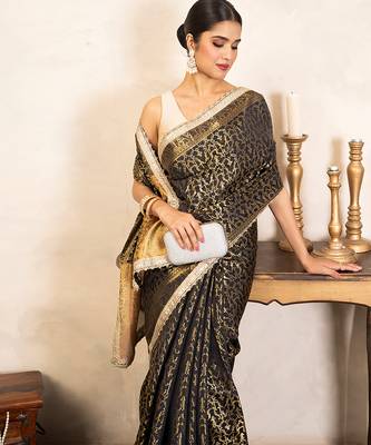 Black handloom pure silk saree 4