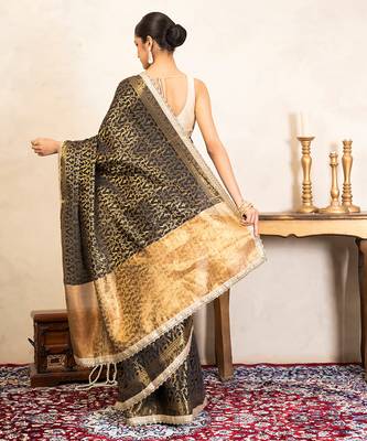 Black handloom pure silk saree 5