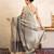 Grey handloom pure tissue silk saree