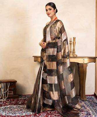 Black handloom pure organza silk saree 3