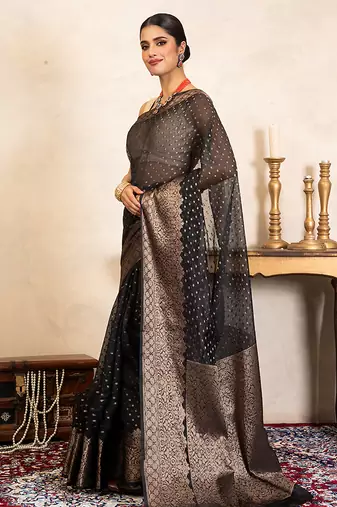 Black handloom pure silk saree