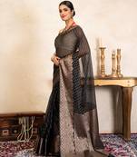 black handloom pure silk saree with elegant zari border