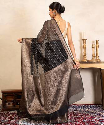Black handloom pure silk saree 3