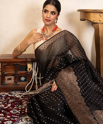 Black handloom pure silk saree 4