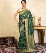 emerald green handloom chiffon banarasi saree