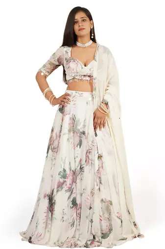 Floral Digital Printed Lehenga Blouse Dupatta Set