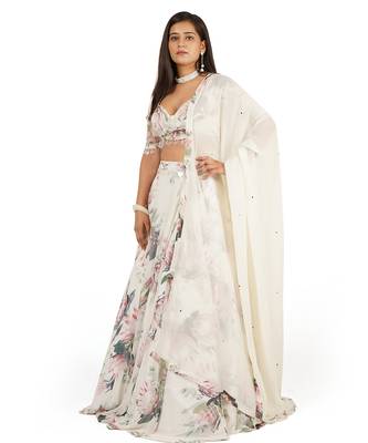 Floral Digital Printed Lehenga Blouse Dupatta Set 2