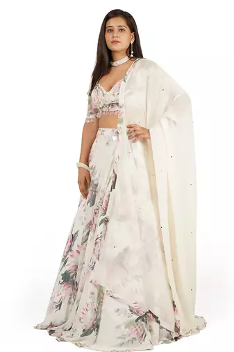 Floral Digital Printed Lehenga Blouse Dupatta Set