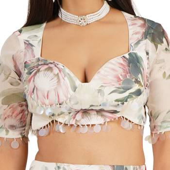 Floral Digital Printed Lehenga Blouse Dupatta Set 4