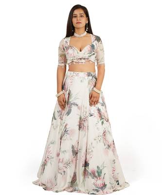 Floral Digital Printed Lehenga Blouse Dupatta Set 5