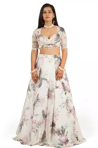 Floral Digital Printed Lehenga Blouse Dupatta Set