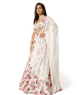 Red Rose Digital Printed Lehenga Blouse Dupatta Set 2