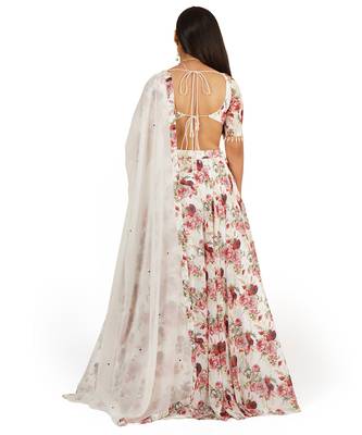 Red Rose Digital Printed Lehenga Blouse Dupatta Set 3