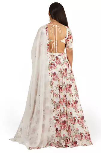 Red Rose Digital Printed Lehenga Blouse Dupatta Set