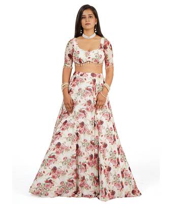 Red Rose Digital Printed Lehenga Blouse Dupatta Set 5