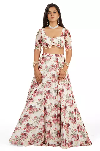 Red Rose Digital Printed Lehenga Blouse Dupatta Set