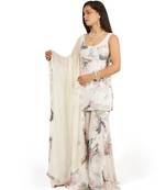 Flower digital printed kurti sharara dupatta set