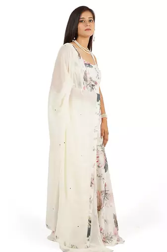 Flower digital printed kurti sharara dupatta set