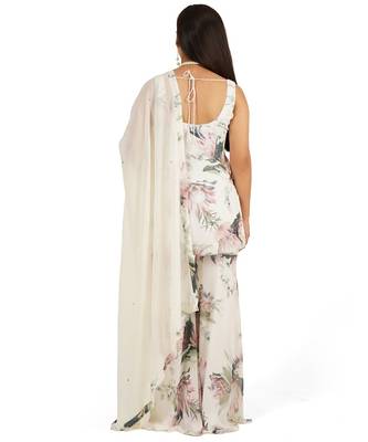 Flower digital printed kurti sharara dupatta set 4