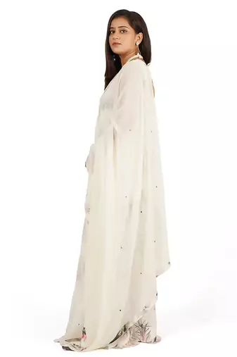 Flower digital printed kurti sharara dupatta set