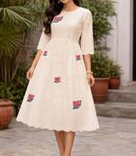 Cotton chikan work fabric with embroidery