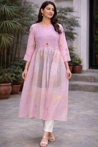 Purple embroidery kurta