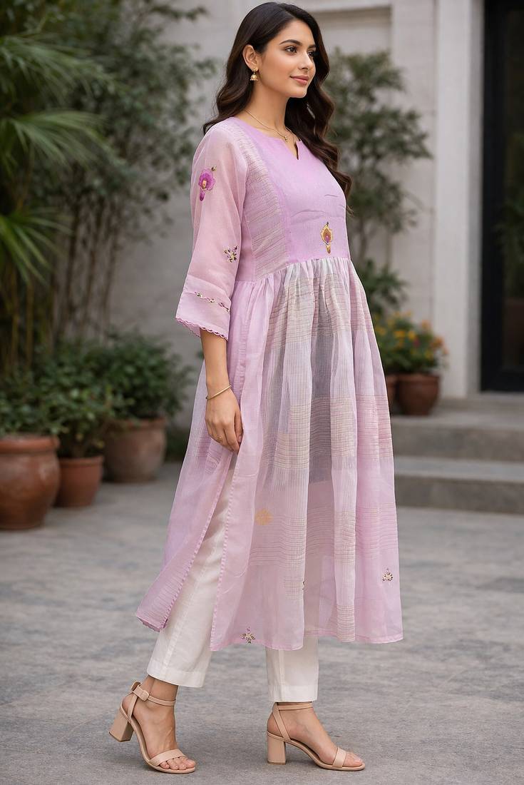 Purple embroidery kurta