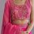 PINK EMBROIDERY WORK FLARED LEHENGA CHOLI WITH DUPATTA.
