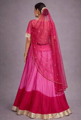 Tie Dye Gota Embellished Gulabi Lehanga With Blouse 3