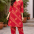 Red bandhej kurta with pant
peal embelishment on sleeves & body