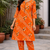 Orange bandhej kurta with pant
peal embelishment on sleeves & body