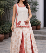 Semi silk short kurta with sharara