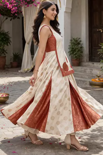 Semi silk short kurta with sharara