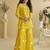 Yellow mirror work silk semi-stitch palazzo suit