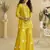 Yellow mirror work silk semi-stitch palazzo suit