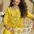 Yellow mirror work silk semi-stitch palazzo suit