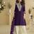 Dark purple mirror work silk semi-stitch palazzo suit with organza dupatta