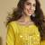 Yellow mirror work silk semi-stitch palazzo suit