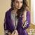 Dark purple mirror work silk semi-stitch palazzo suit with organza dupatta