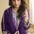 Dark purple mirror work silk semi-stitch palazzo suit with organza dupatta