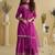 Dark pink mirror work silk semi-stitch palazzo suit with organza dupatta