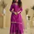 Dark pink mirror work silk semi-stitch palazzo suit with organza dupatta