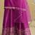 Dark pink mirror work silk semi-stitch palazzo suit with organza dupatta