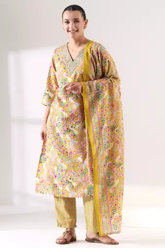 Basanti peacock suit set