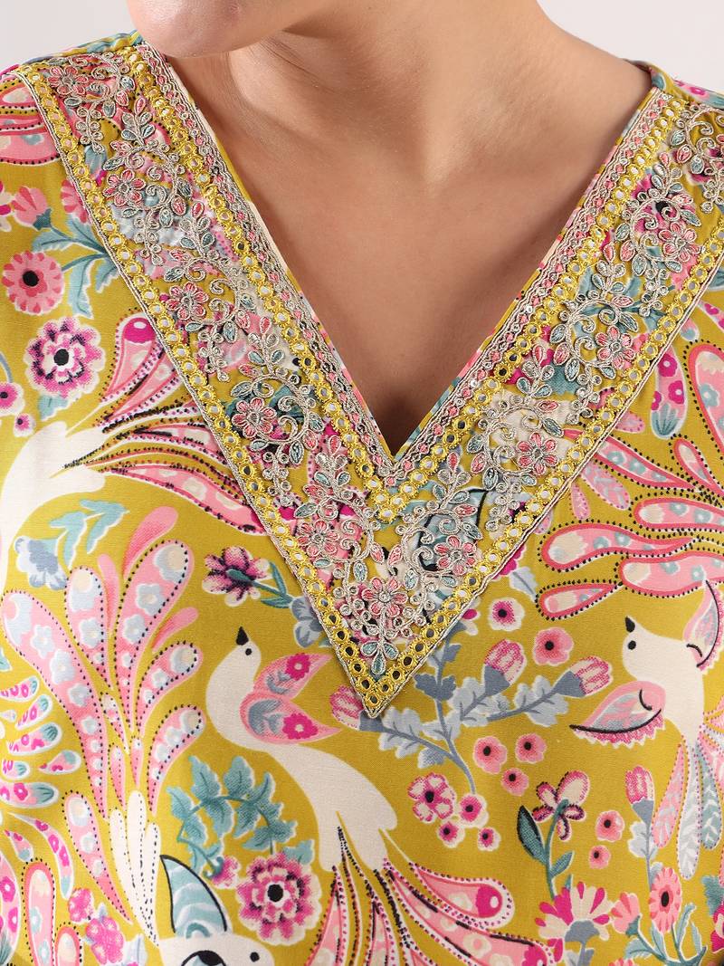 Basanti peacock suit set