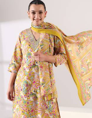 Basanti peacock suit set 4