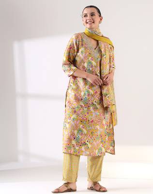 Basanti peacock suit set 5