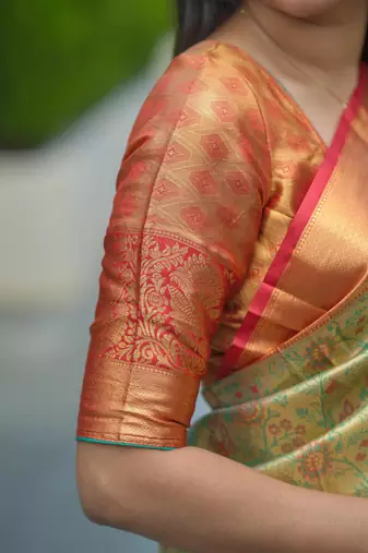 olive green silk zari woven kanjivaram saree